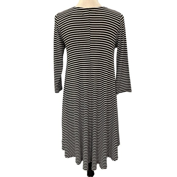 Anthropologie Puella Miter Dress Women S Black White Striped Ribbed Knit Stretch - Picture 3 of 9